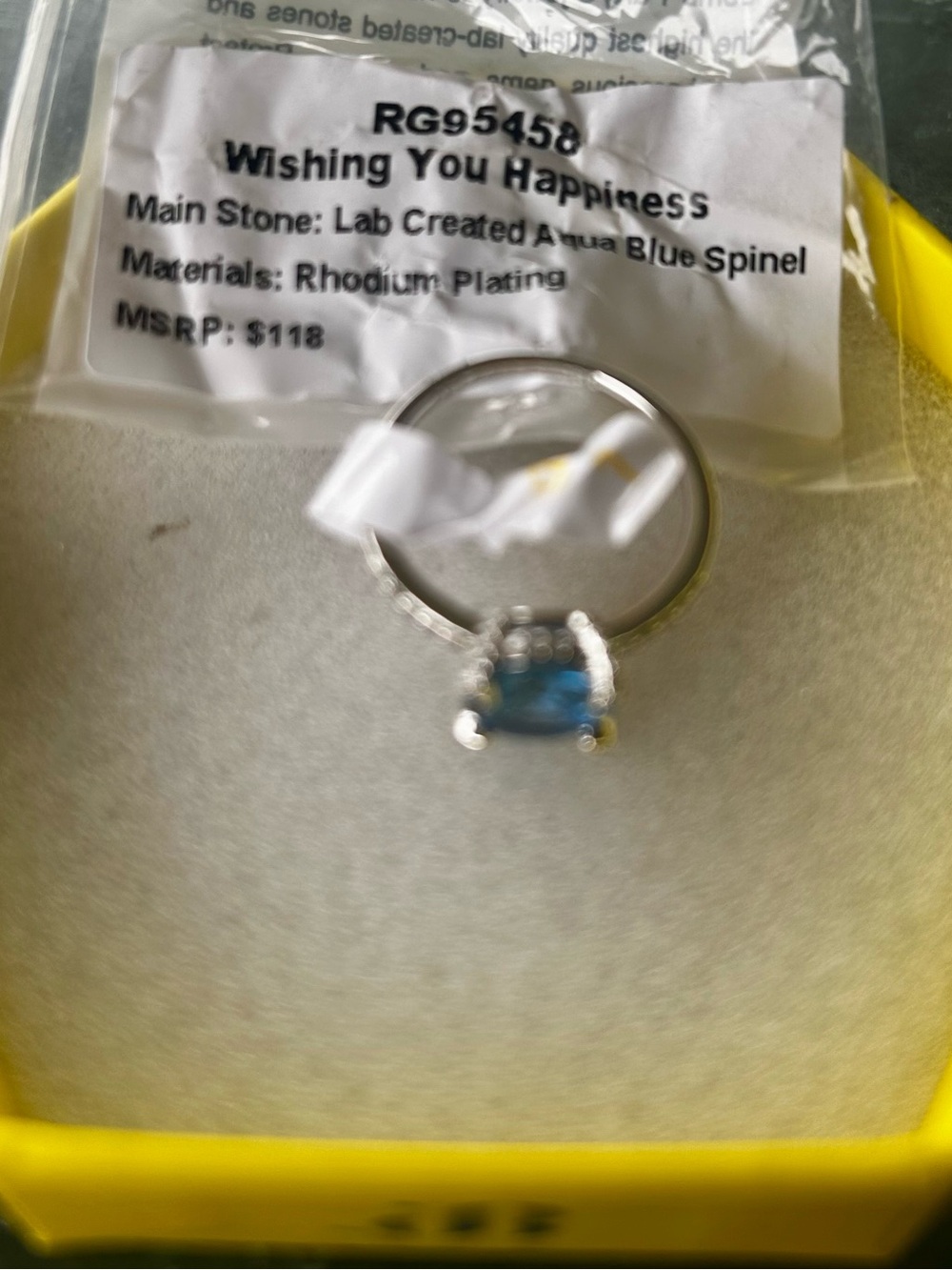 Bomb Party OG Lab-Created Aqua Blue Spinel Ring in Rhodium Plating